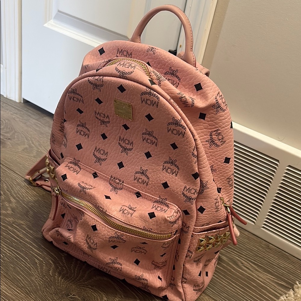 MCM Pink Logo Backpack